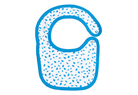 Organic Cotton Baby Bib - AUTUMN LEAVES BLUE