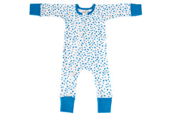 Organic Zip Romper - AUTUMN LEAVES BLUE