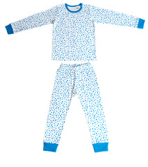 Organic Cotton Boys Long John PJ Set - AUTUMN LEAVES BLUE