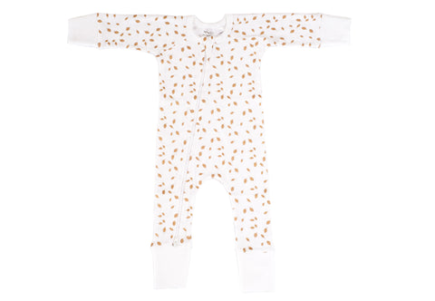 Organic Zip Romper - AUTUMN LEAVES GOLD