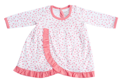 Organic Cotton Baby Girl Dress - AUTUMN LEAVES PINK