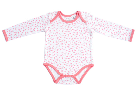Organic Cotton Long Sleeve Bodysuit - AUTUMN LEAVES PINK