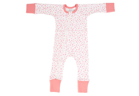 Organic Cotton Zip Romper - AUTUMN LEAVES PINK