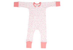 Organic Cotton Zip Romper - AUTUMN LEAVES PINK