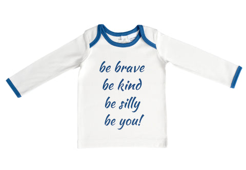 Organic Cotton Long Sleeve Baby T-Shirt - BE BRAVE NAVY