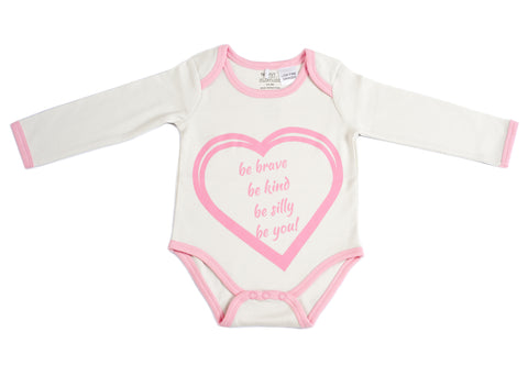 Organic Cotton Long Sleeve Bodysuit - BE BRAVE CANDYPINK