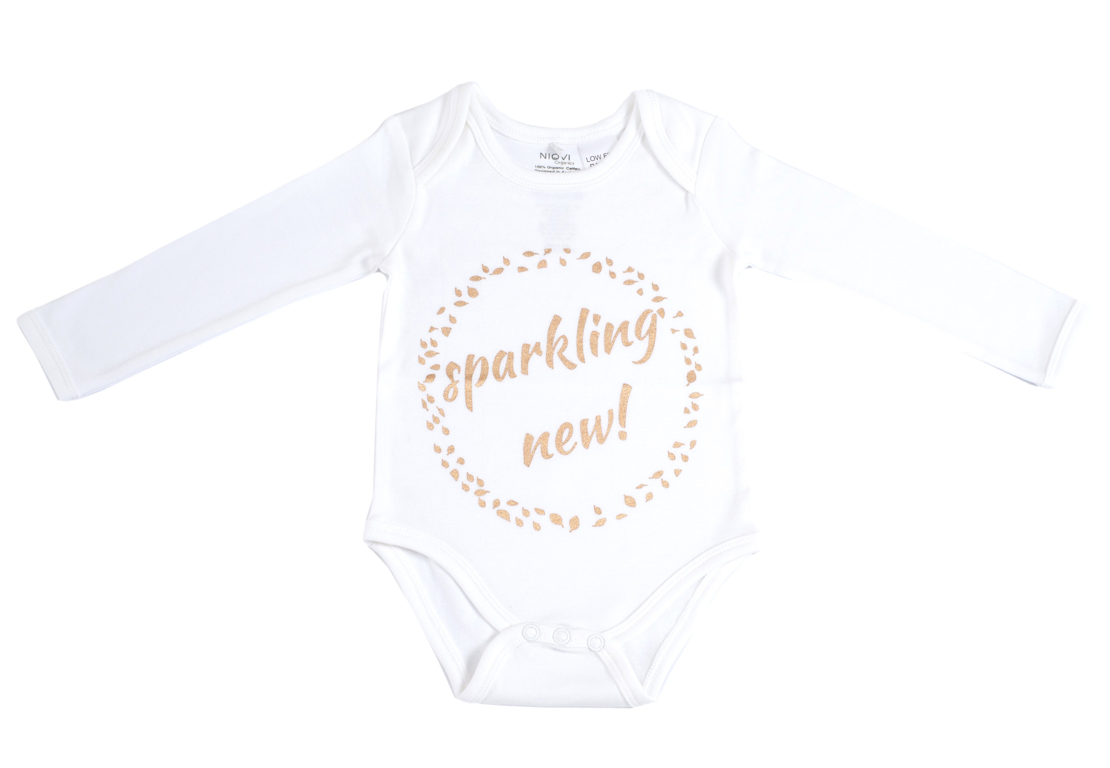 Organic Cotton Long Sleeve Bodysuit - SPARKLING NEW GOLD