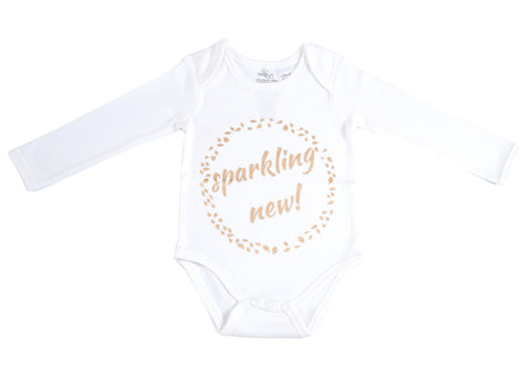 Organic Cotton Long Sleeve Bodysuit - SPARKLING NEW GOLD