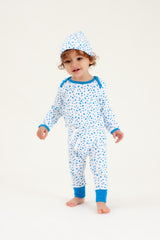 Organic Cotton Long Sleeve Bodysuit - AUTUMN LEAVES BLUE