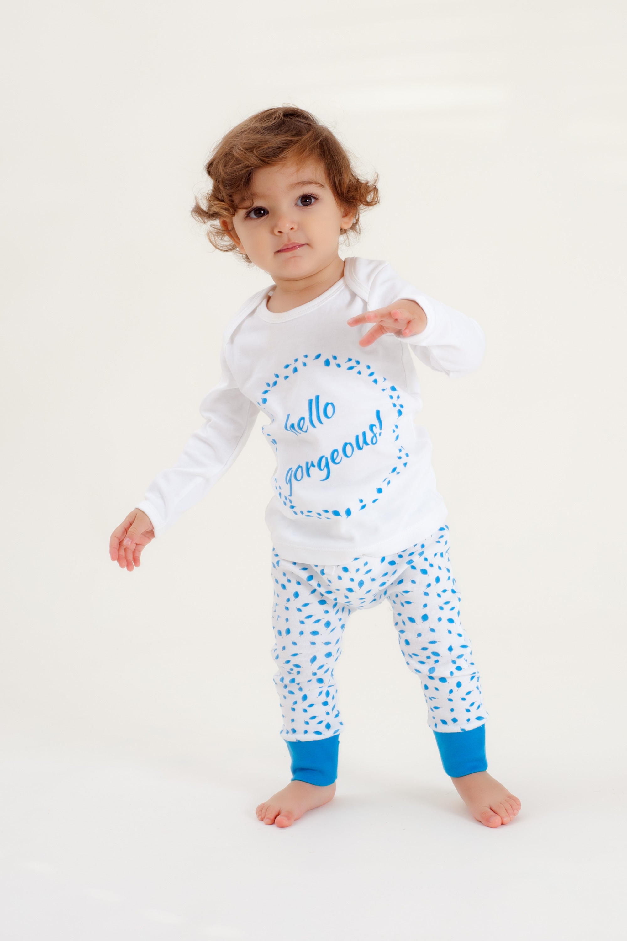 Organic Cotton Baby Pant - AUTUMN LEAVES BLUE
