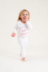 Organic Cotton Baby Growsuit - HELLO GORGEOUS PINK