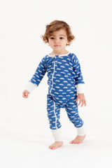 Organic Zip Romper - SNOW MOUNTAIN NAVY