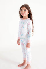 Organic Cotton Kids Long John PJ Set - Springtime Dream