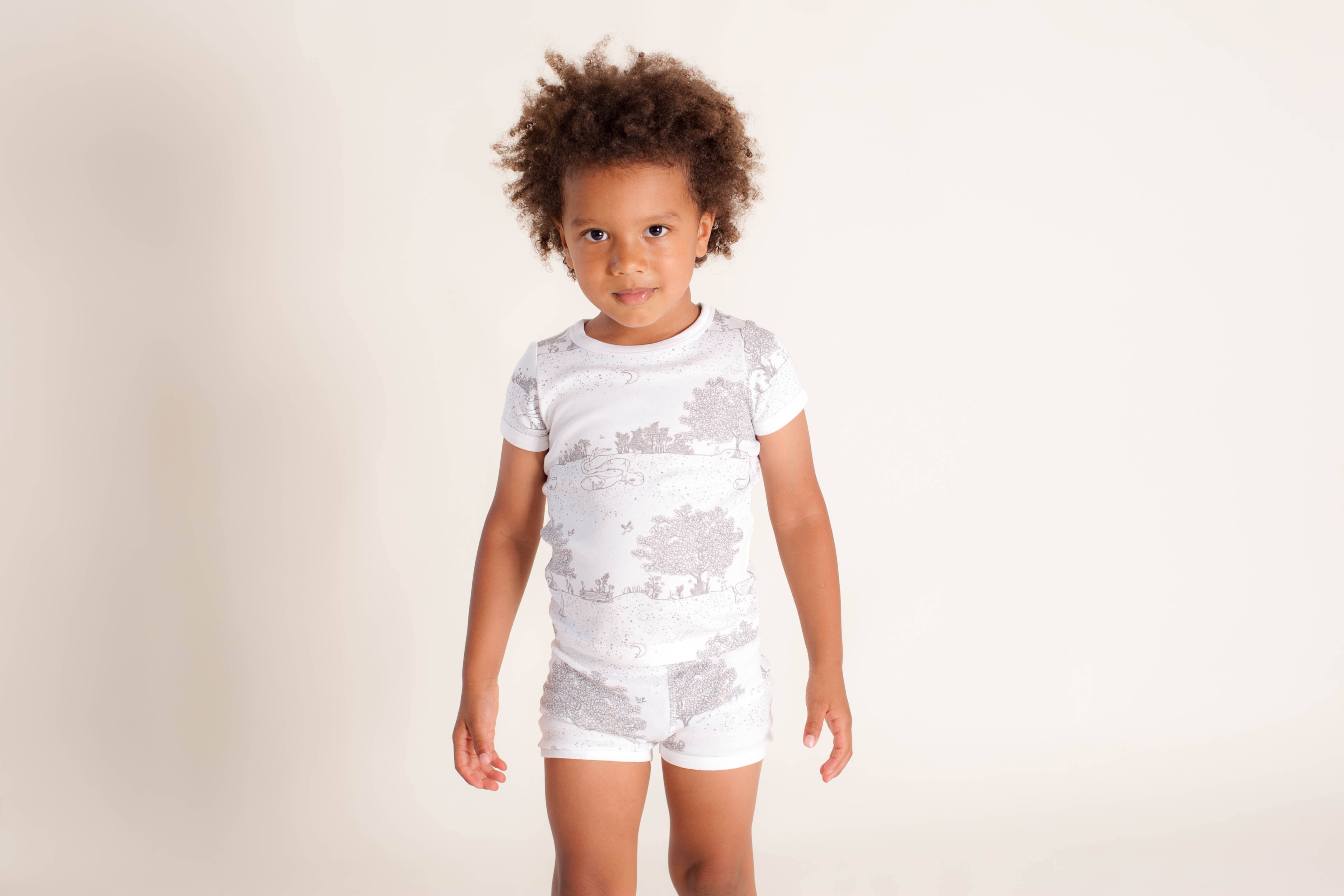 Organic Cotton Kids Short John PJ Set - Springtime Garden