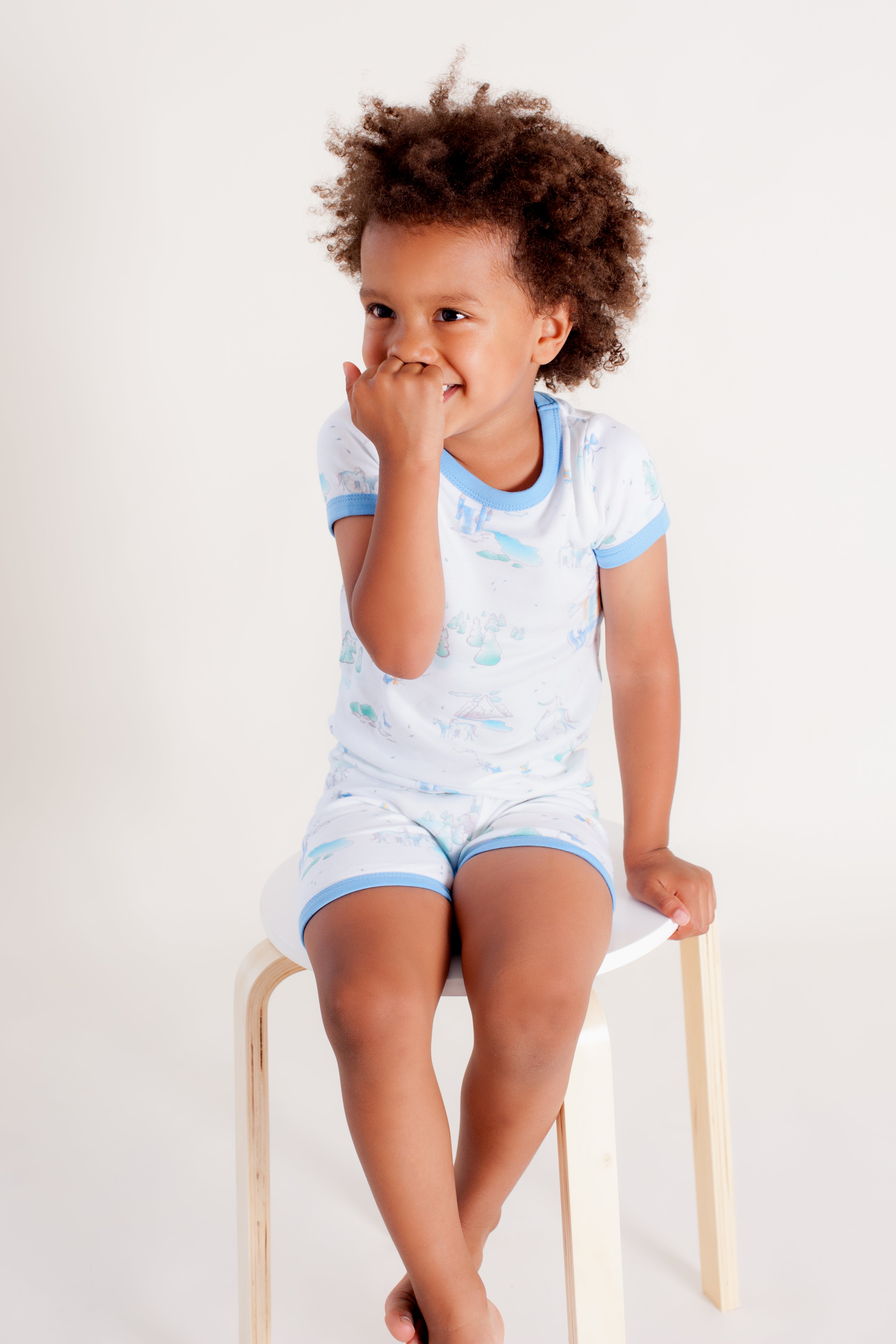 Organic Cotton Kids Short John PJ Set - Springtime Play