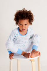 Organic Cotton Kids Long John PJ Set - Springtime Play