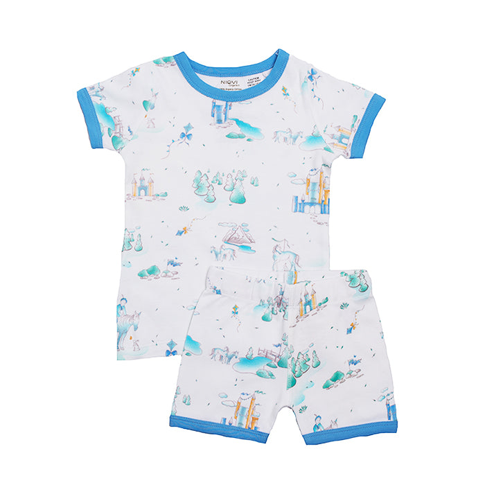 Organic Cotton Kids Short John PJ Set - Springtime Play