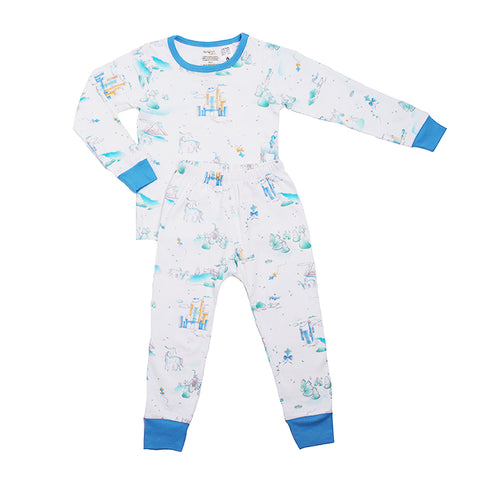 Organic Cotton Kids Long John PJ Set - Springtime Play