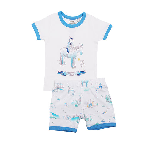 Organic Cotton Kids Short John PJ Set - Springtime Prince