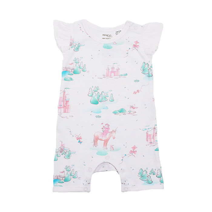 Organic Cotton Flutter Sleeve Summer Growsuit - Springtime Dream