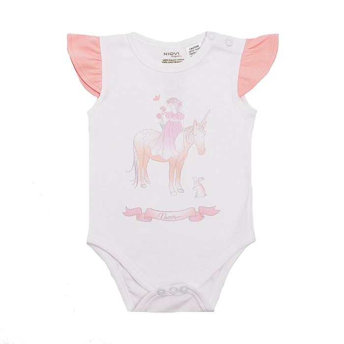Organic Cotton Flutter Short Sleeve Bodysuit - Springtime Princess