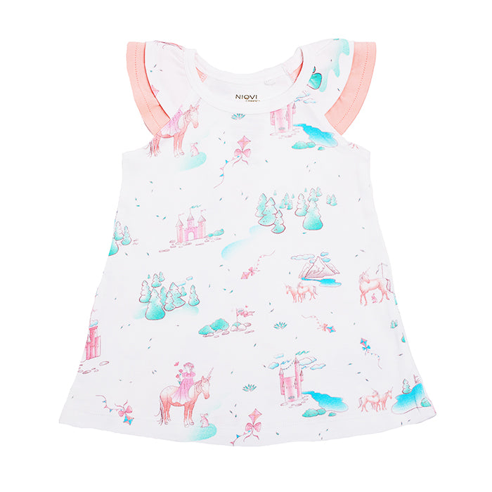 Organic Cotton Flutter Sleeve Dress - Springtime Dream