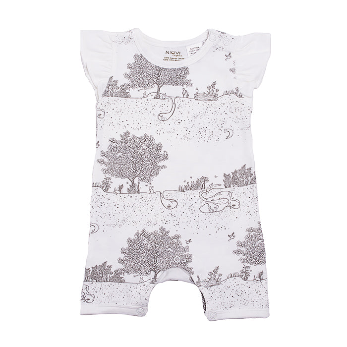 Organic Cotton Flutter Sleeve Summer Growsuit - Springtime Garden