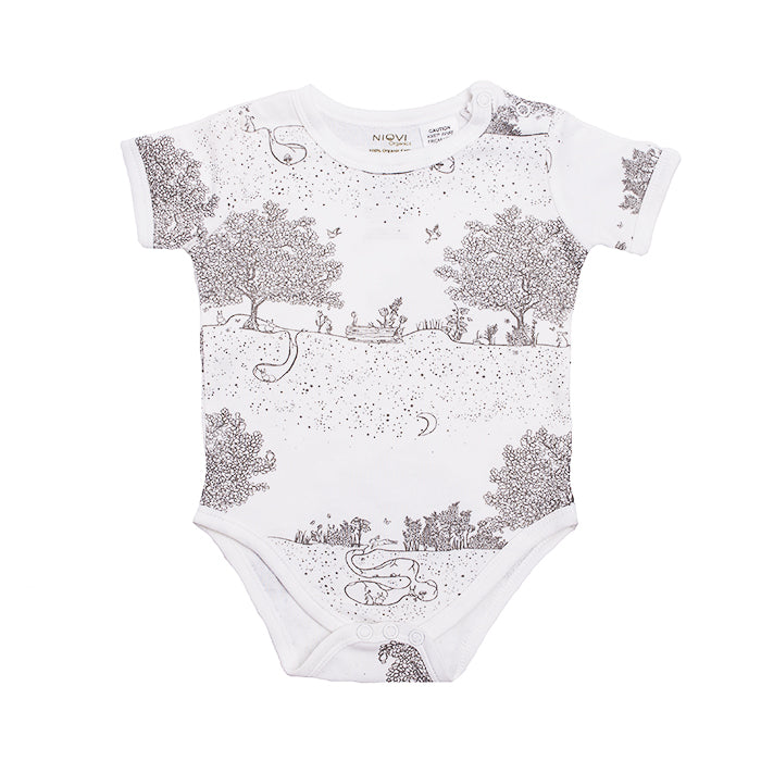 Organic Cotton Short Sleeve Bodysuit - Springtime Garden