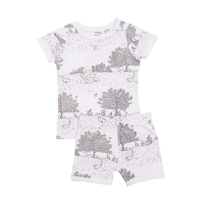 Organic Cotton Kids Short John PJ Set - Springtime Garden