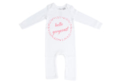 Organic Cotton Baby Growsuit - HELLO GORGEOUS PINK