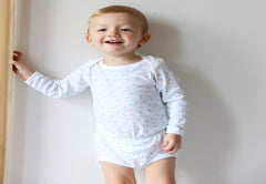 Organic Cotton Long Sleeve Bodysuit - RIZ Sky