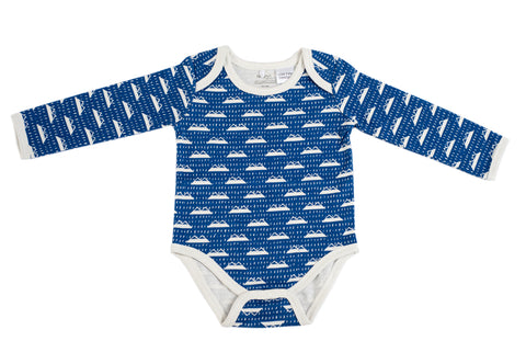 Organic Cotton Long Sleeve Bodysuit - SNOW MOUNTAIN NAVY