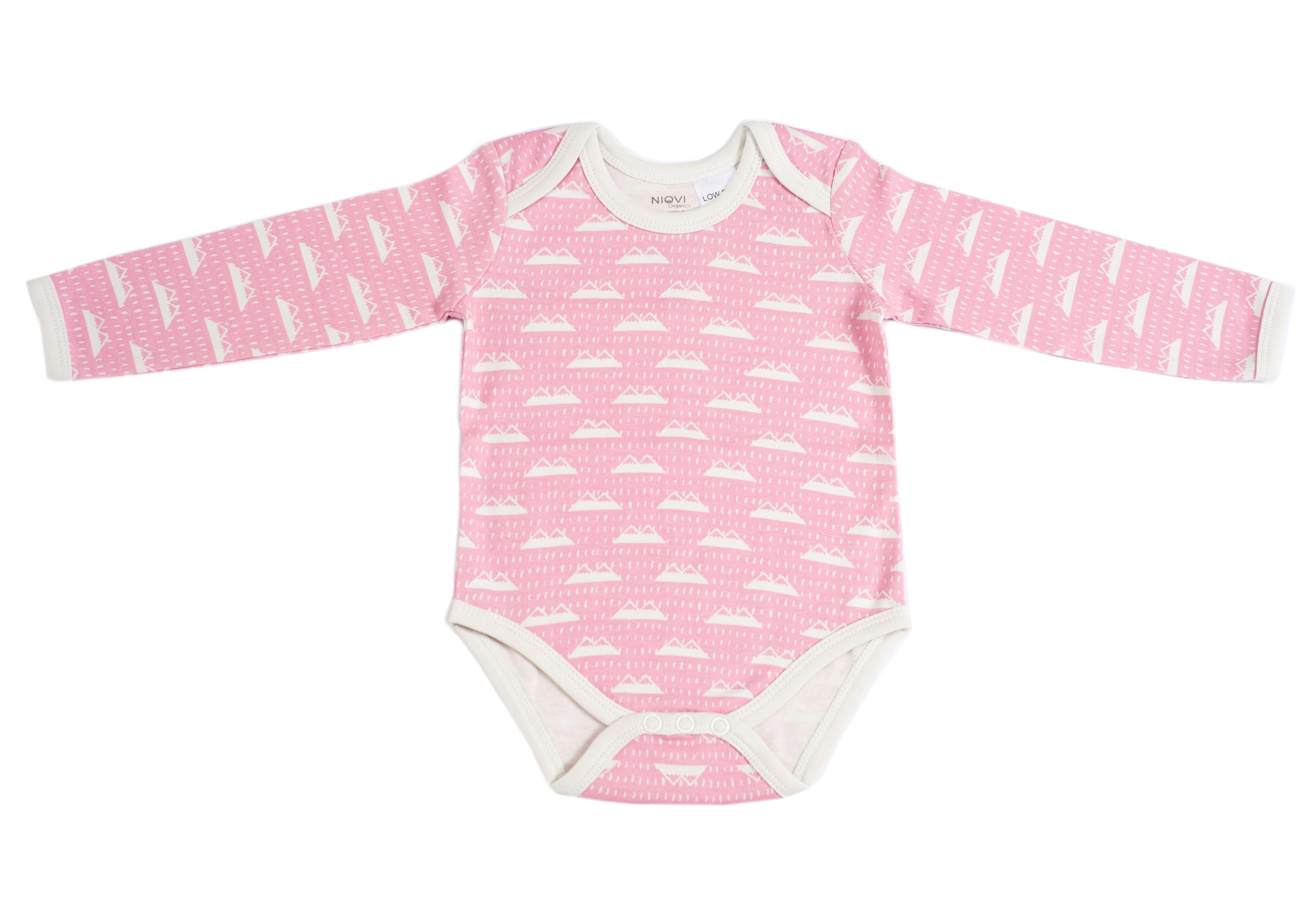 Organic Cotton Long Sleeve Bodysuit - SNOW MOUNTAIN CANDYPINK