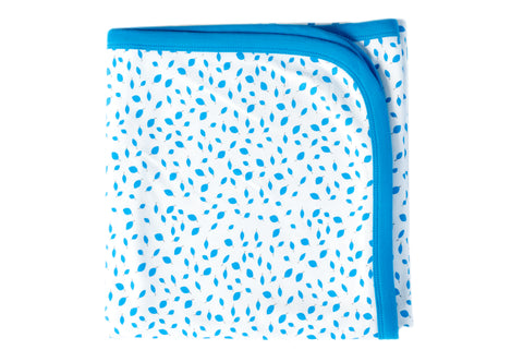 Organic Stroller Blanket - AUTUMN LEAVES BLUE