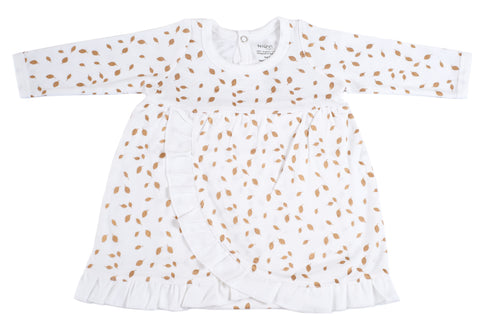 Organic Cotton Baby Girl Dress - AUTUMN LEAVES GOLD