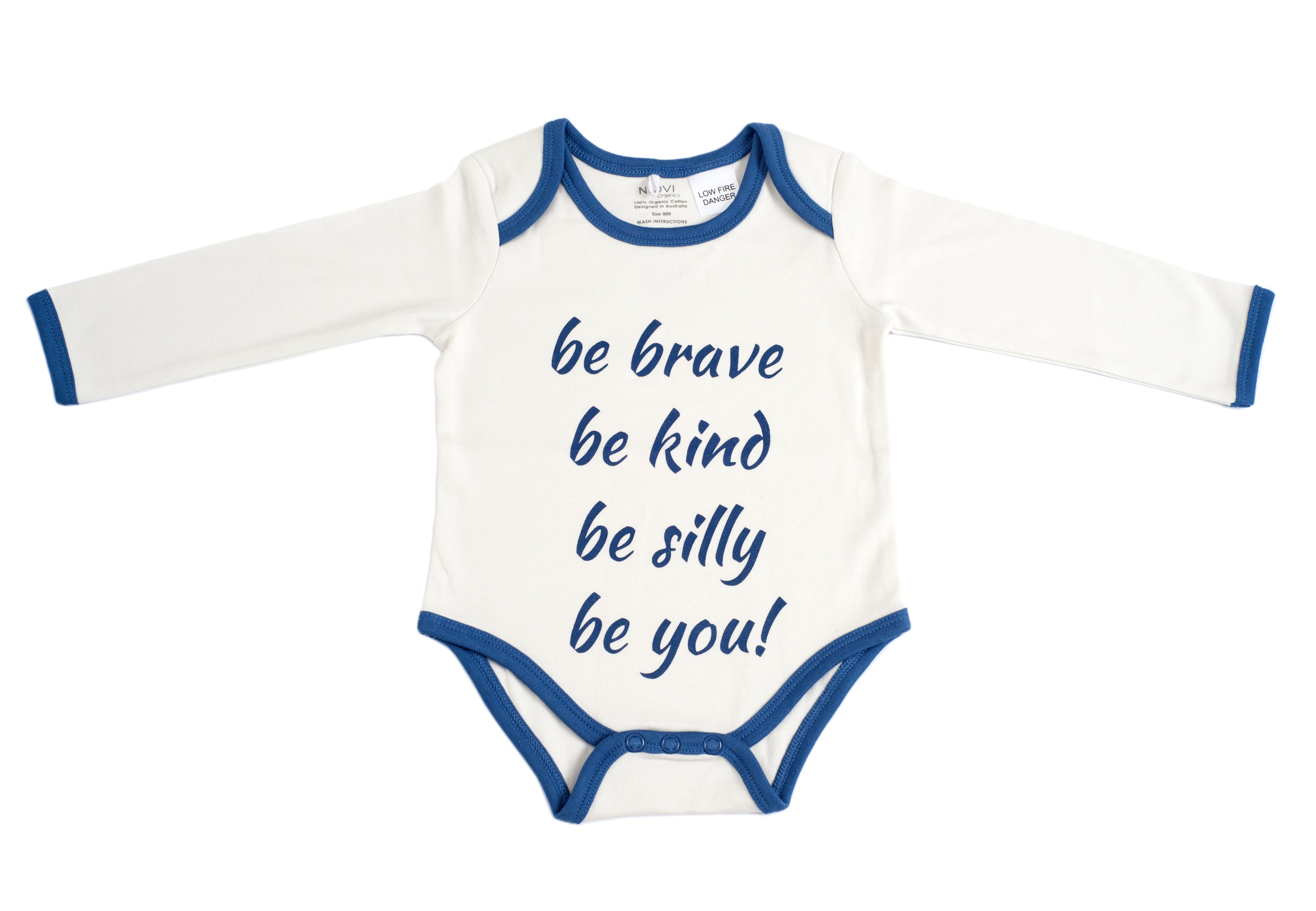 Organic Cotton Long Sleeve Bodysuit - BE BRAVE NAVY