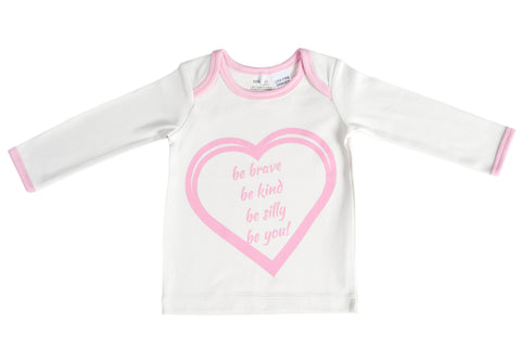 Organic Cotton Long Sleeve Baby T-Shirt - BE BRAVE CANDYPINK