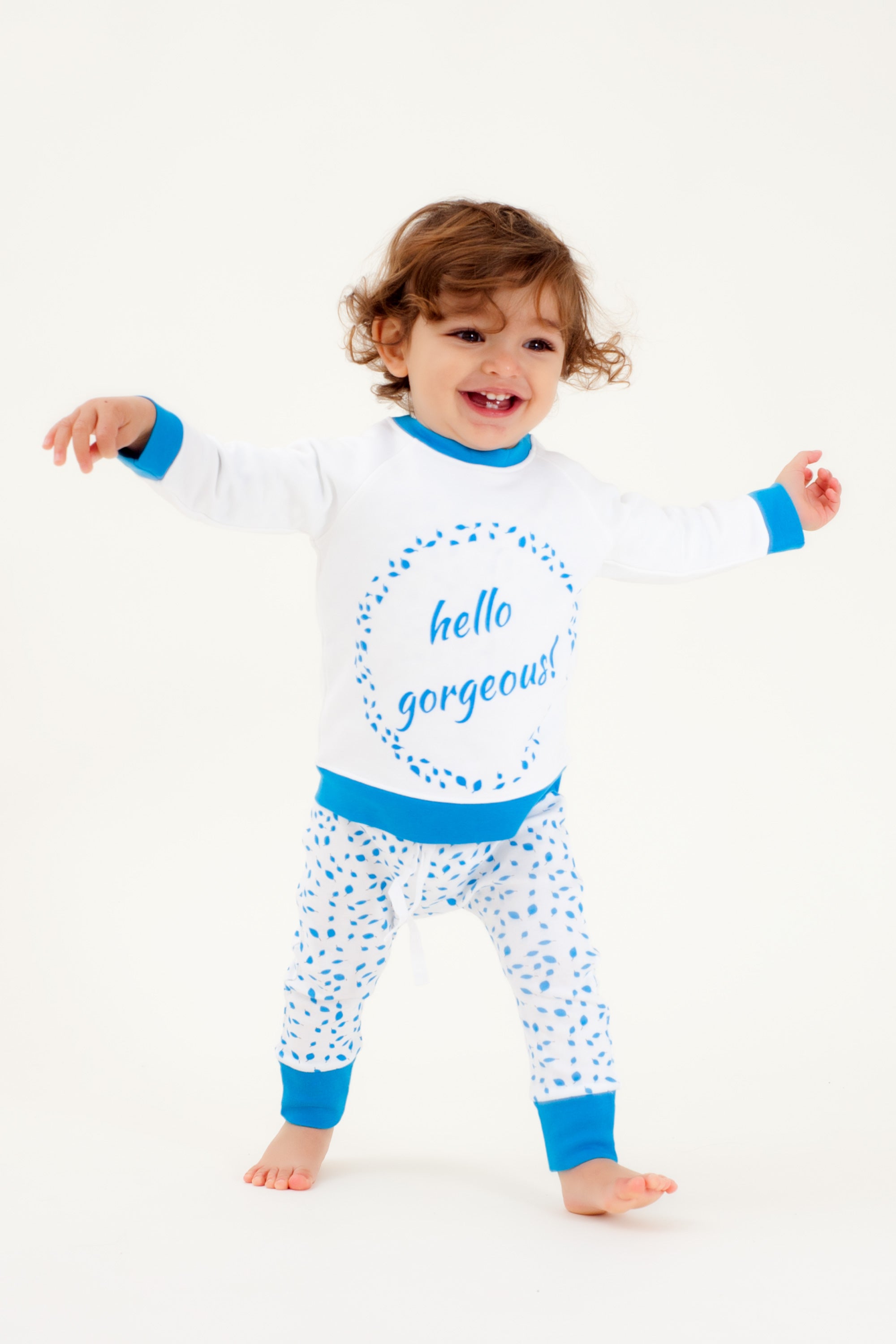 Organic Cotton Baby Sweatshirt - HELLO GORGEOUS BLUE