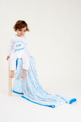 Organic Cotton Baby Growsuit - HELLO GORGEOUS BLUE