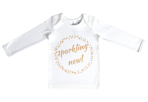 Organic Cotton Long Sleeve Baby T-Shirt - SPARKLING NEW GOLD