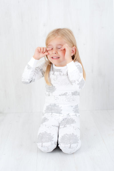 Organic Cotton Kids Long John PJ Set - Springtime Garden