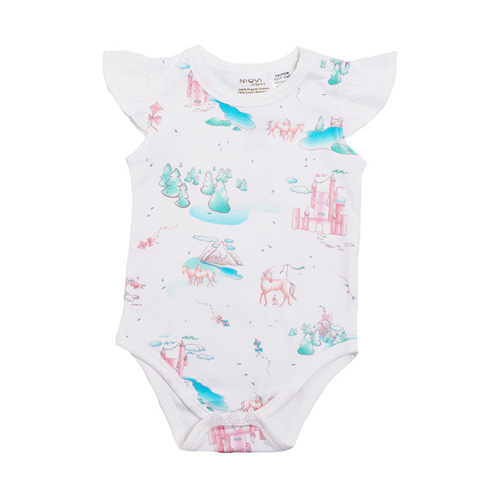 Organic Cotton Flutter Short Sleeve Bodysuit - Springtime Dream