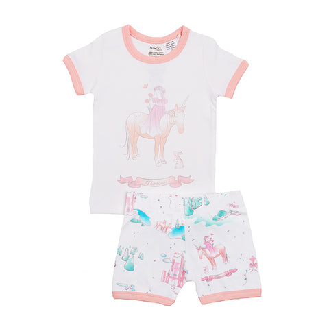 Organic Cotton Kids Short John Pajama Set - Springtime Princess